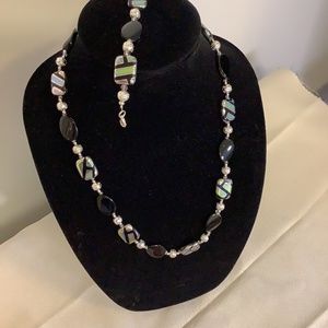Black & silver Necklace and bracelet
